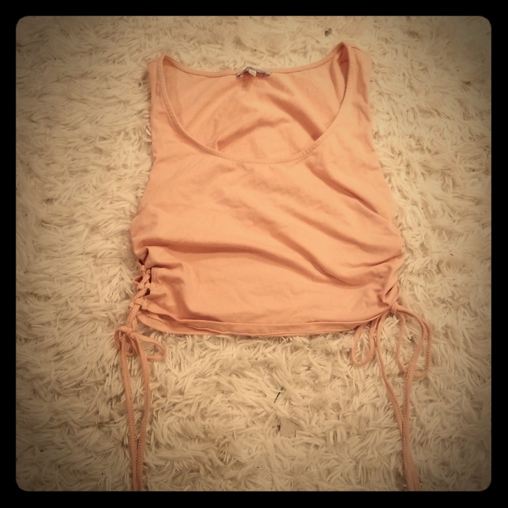 Nude crop top w/lace up sides large unworn